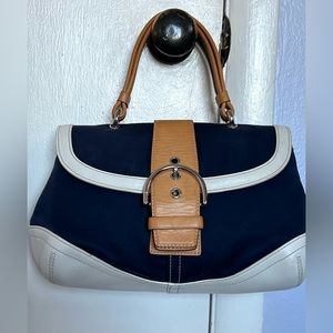 Vintage Coach SoHo Navy fabric and White Leather (2003)